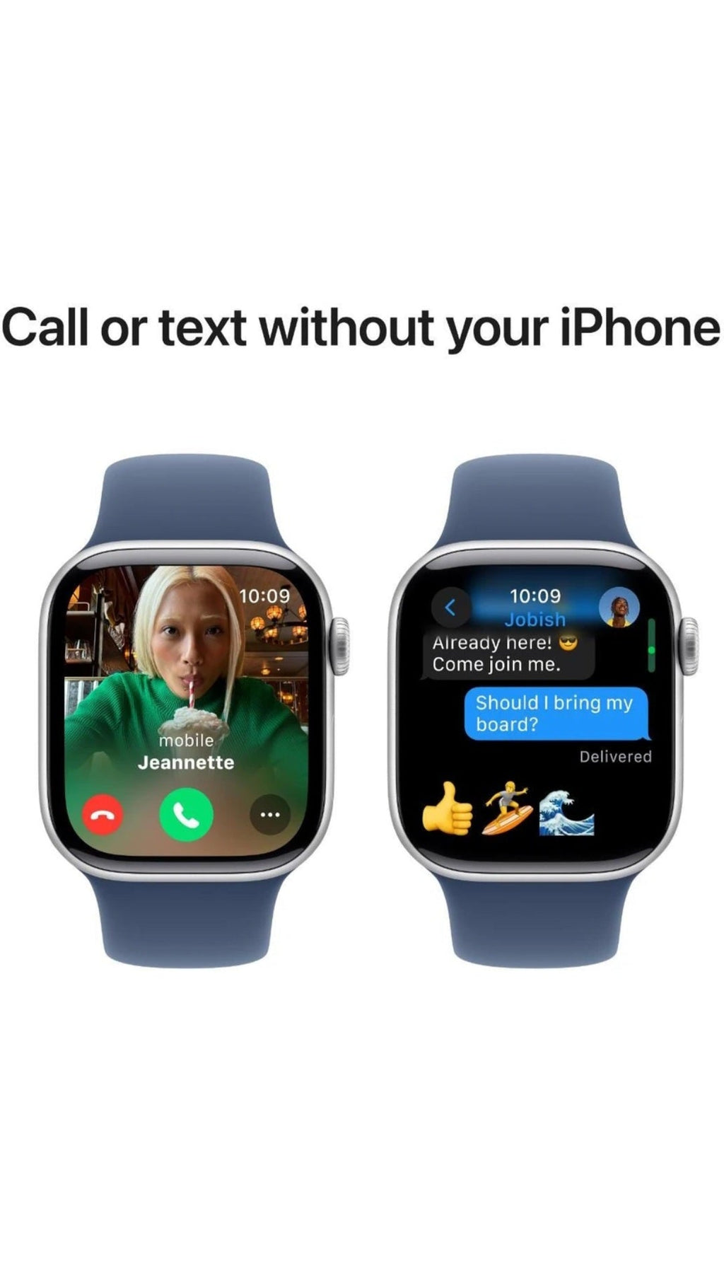 Apple Watch Series 10 GPS  42 mm silver Alminium with denim sport Band (Denim Strap Free Size)