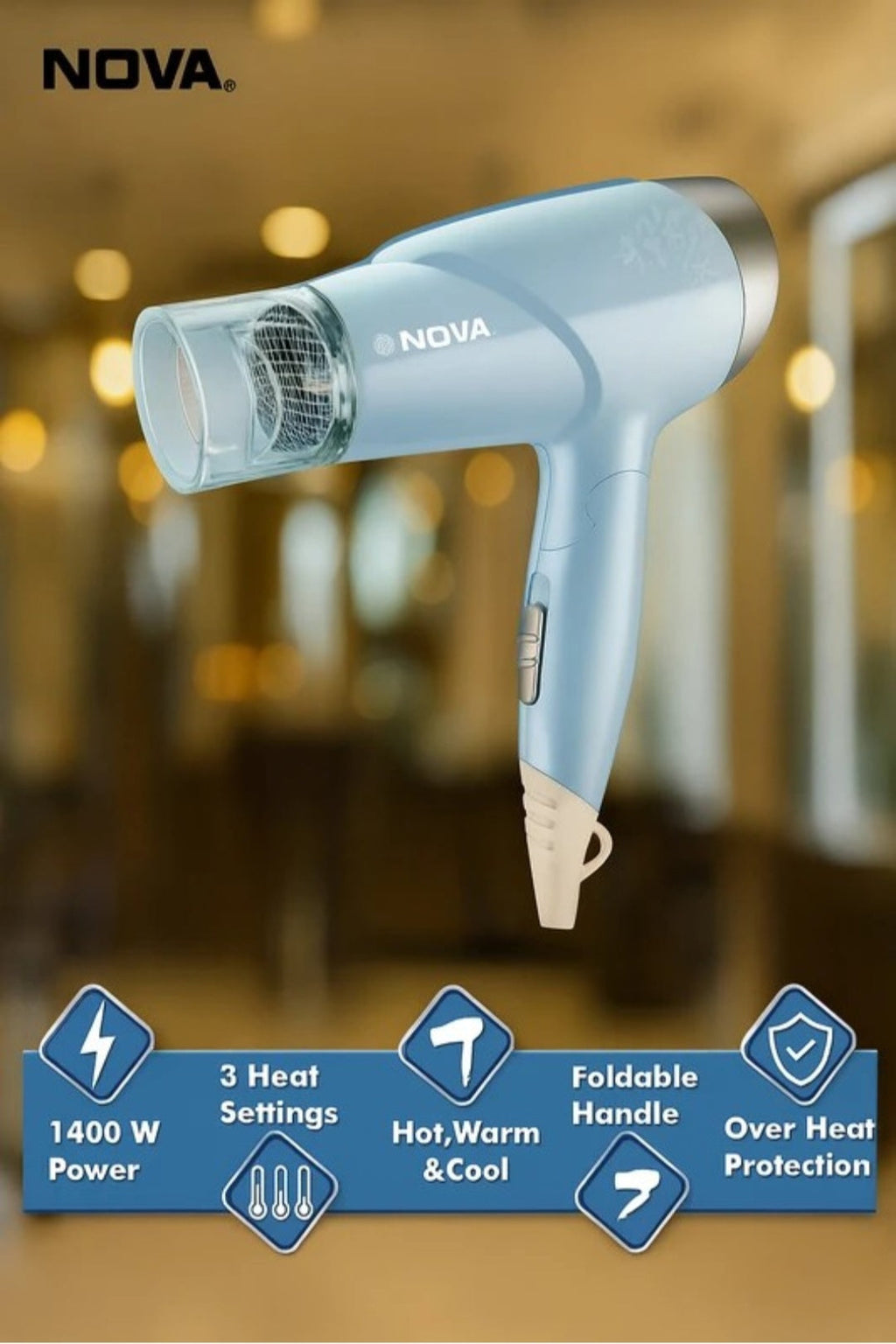 Nova Hair dryer 8203 1800w(Blue)